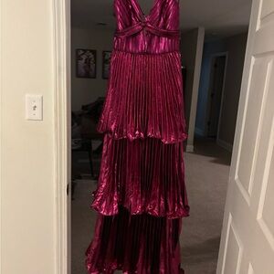 Elegant Metallic Pink Gown